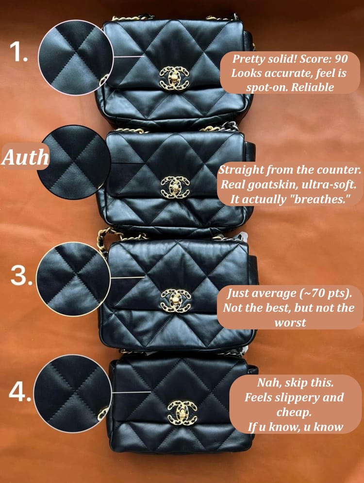 Chanel 19 Bag Comparison: Real vs. Four batches Replicas!